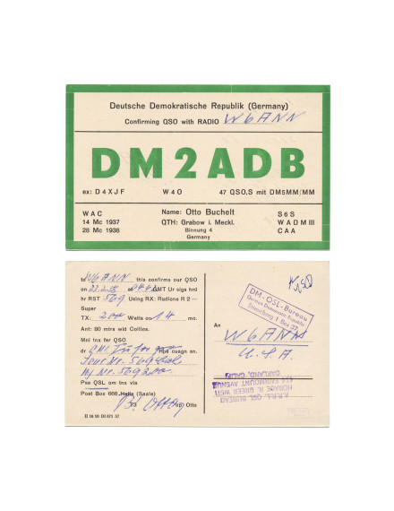 Cindy Bernard, DM2ADB, February 23, 1958 Deutsche Demokratische Republik today: Federal Republic of Germany (reunified 1990) 58 of 115 parts