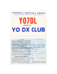 Cindy Bernard, YO7DL, November 3, 1964 Rumanian People's Republic today: Romania (renamed 1990) 77 of 115 parts